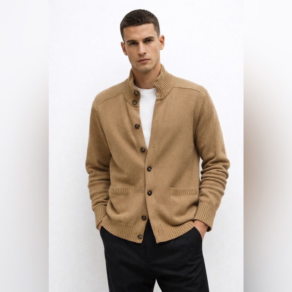 Oscar de la Renta Camel Cardigan Sweater